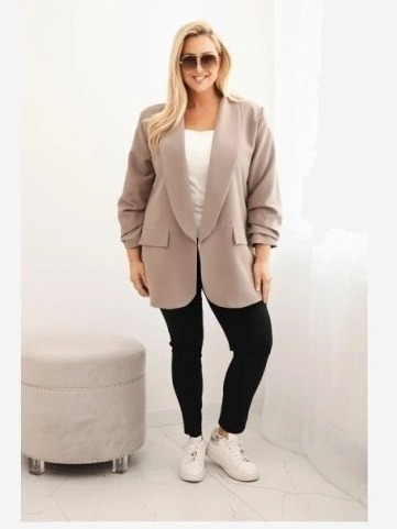 Dámske sako Plus Size elegantná fango