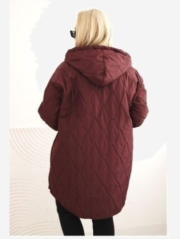 Dámska bunda Plus Size prešívaná s kapucňou a nápisom HOPE slivková