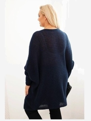 Dámsky sveter Plus Size s moherom pončo modrý