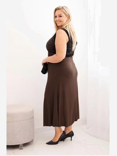 Dámske večerné šaty Plus Size na jedno rameno hnedá