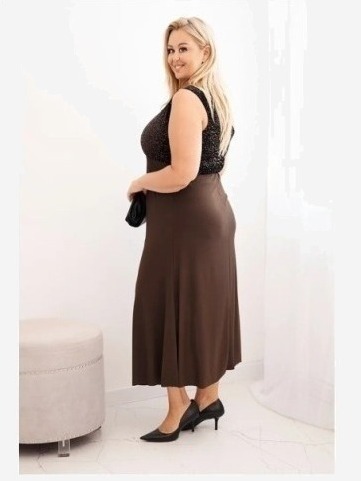 Dámske večerné šaty Plus Size na jedno rameno hnedá