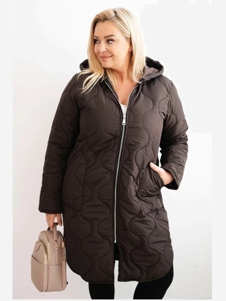 Dámska zimná bunda Plus Size prešívaná s kapucňou červená
