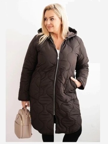 Dámska zimná bunda Plus Size prešívaná s kapucňou červená