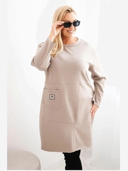 Dámska sukňa Plus Size maslo s vreckom a rukávom 3/4 fango