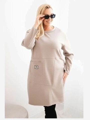 Dámska sukňa Plus Size maslo s vreckom a rukávom 3/4 fango