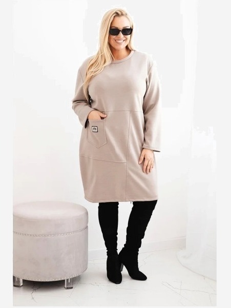 Dámska sukňa Plus Size maslo s vreckom a rukávom 3/4 fango