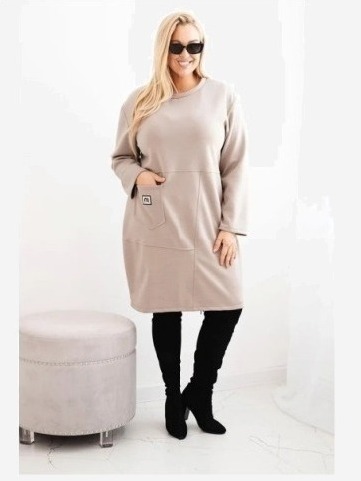 Dámska sukňa Plus Size maslo s vreckom a rukávom 3/4 fango