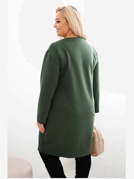 Šaty Plus Size s vreckom a 3/4 rukávom maslo khaki