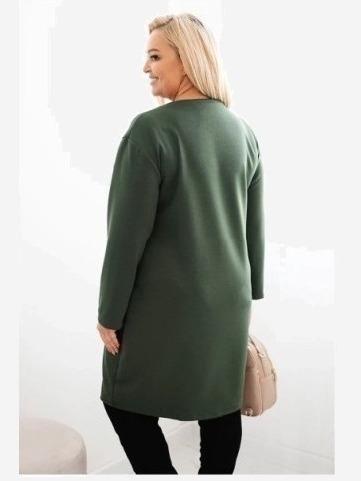 Šaty Plus Size s vreckom a 3/4 rukávom maslo khaki