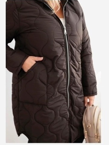 Dámska zimná bunda Plus Size prešívaná s kapucňou červená