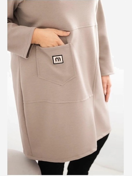 Dámska sukňa Plus Size maslo s vreckom a rukávom 3/4 fango