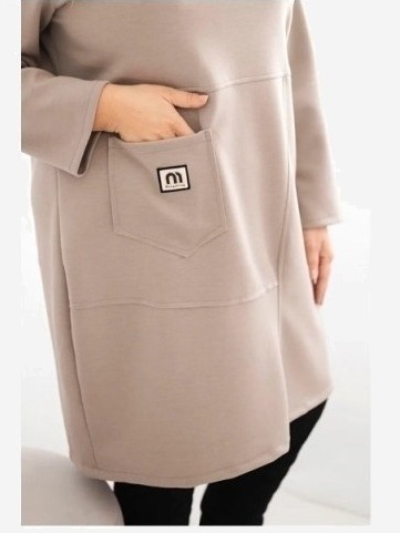 Dámska sukňa Plus Size maslo s vreckom a rukávom 3/4 fango
