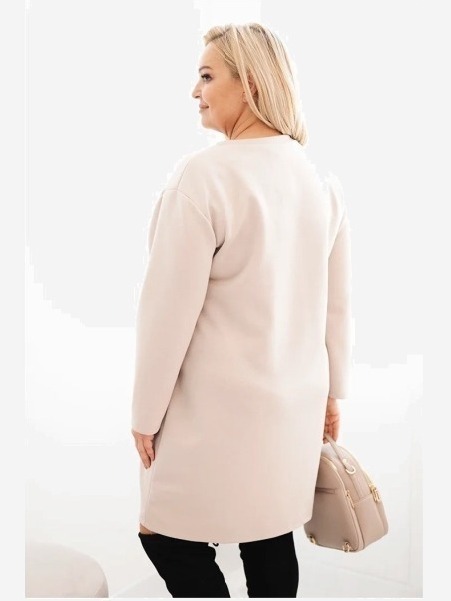 Dámska sukňa Plus Size maslo s vreckom a 3/4 rukávom béžová