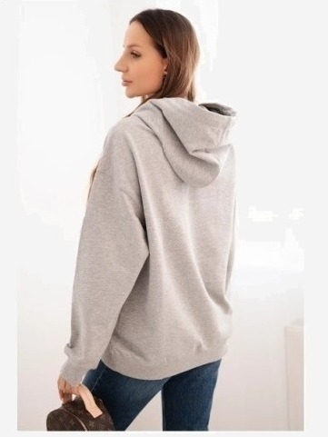 Dámska mikina s kapucňou a klokankou šedá