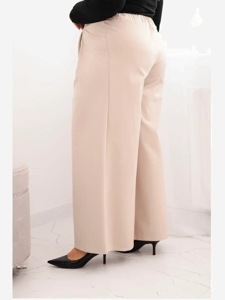 Dámske nohavice Plus Size so širokými nohavicami a plisovaním béžové
