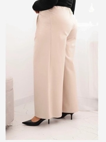 Dámske nohavice Plus Size so širokými nohavicami a plisovaním béžové