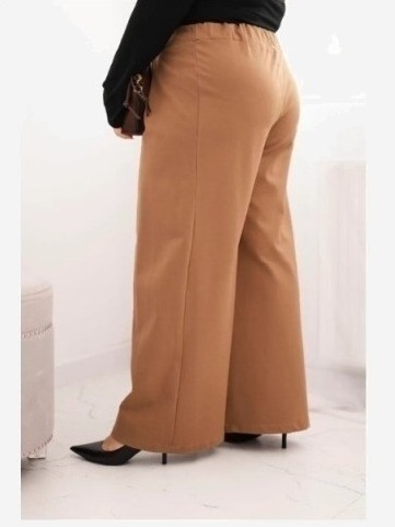 Dámske nohavice Plus Size so širokými nohavicami a plisovaním camelové