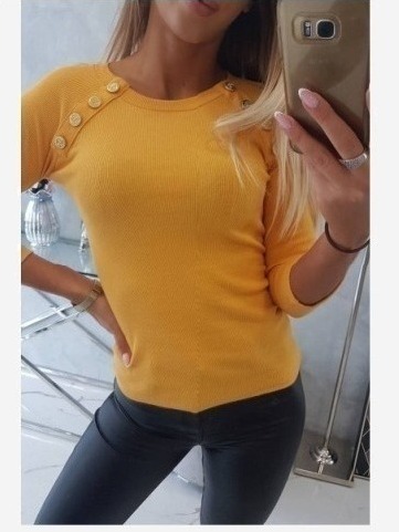 Blúzka s ozdobnými gombíkmi horčica