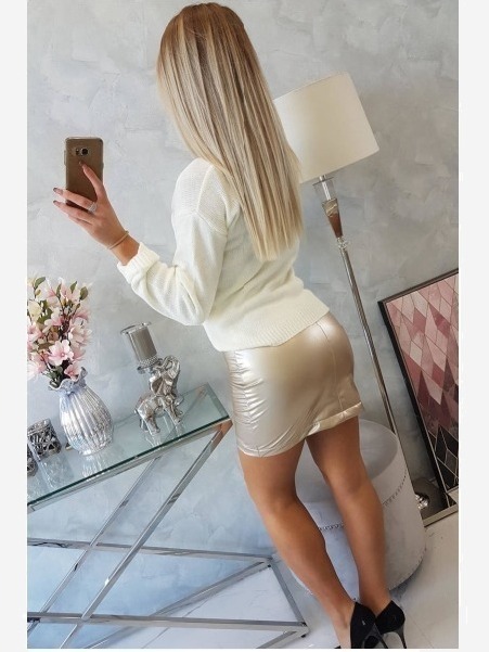 Dvojvrstvová sukňa s výstrihom béžový