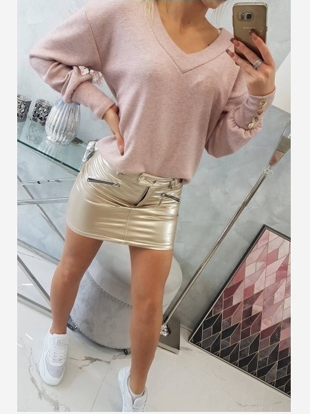 Sukňa s ozdobnými zipsami béžová