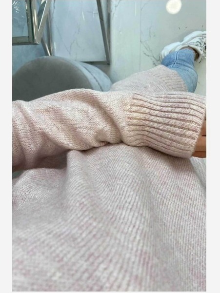 Pulóver so stojačikom jasná púdrová ružová
