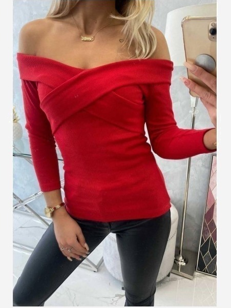 Blúzka s výstrihom do V červená