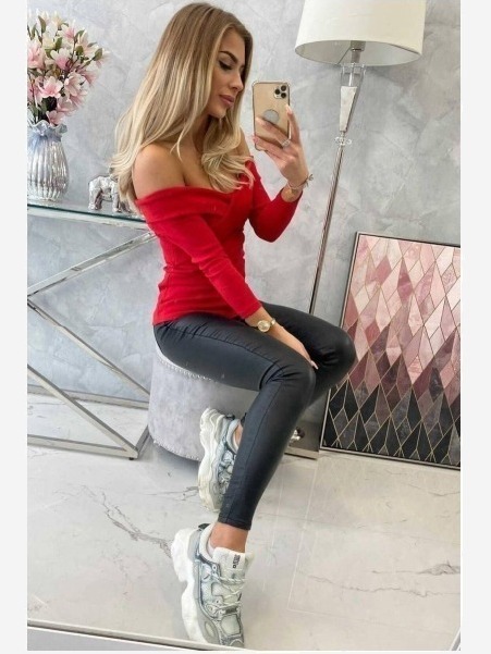 Blúzka s výstrihom do V červená