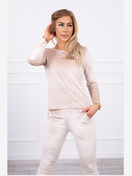 Velúrová súprava s volánikmi vzadu béžová