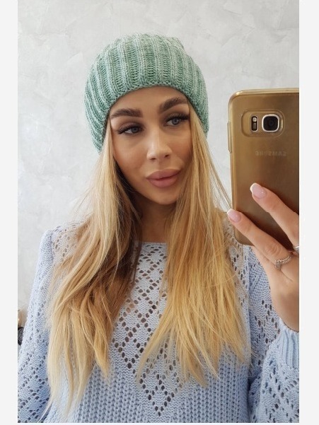 Čiapka s otočením nahor Magda K293 tmavá mäta