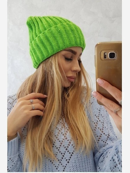 Čiapka s otočením nahor Magda K293 zelený neón