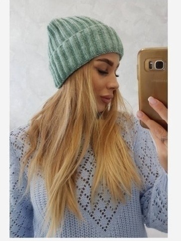 Čiapka s otočením nahor Magda K293 tmavá mäta