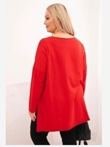 Dámska blúzka Plus Size asymetrická s dlhým rukávom červená