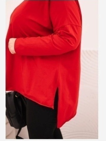Dámska blúzka Plus Size asymetrická s dlhým rukávom červená