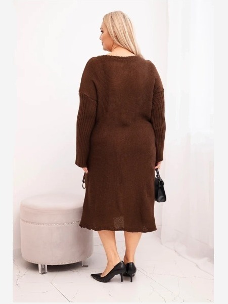 Sukňa sveterová dámska Plus Size s moherom oversize s vreckom čokoládová