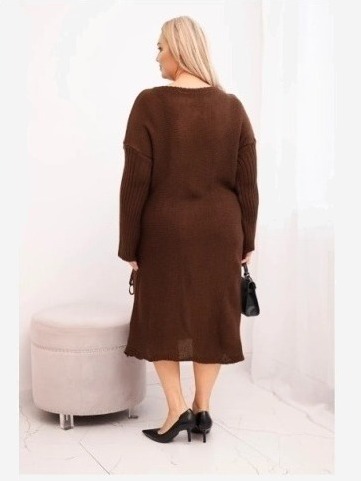 Sukňa sveterová dámska Plus Size s moherom oversize s vreckom čokoládová