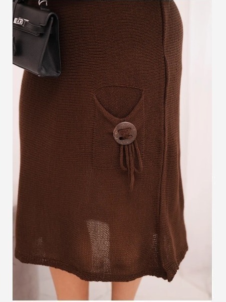 Sukňa sveterová dámska Plus Size s moherom oversize s vreckom čokoládová