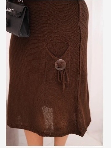 Sukňa sveterová dámska Plus Size s moherom oversize s vreckom čokoládová