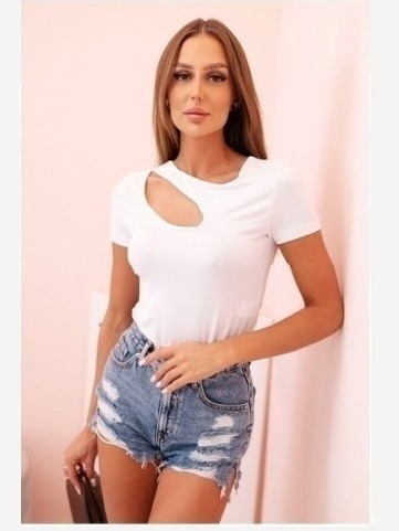 Dámske bavlnené body s V výstrihom a nariasením fango