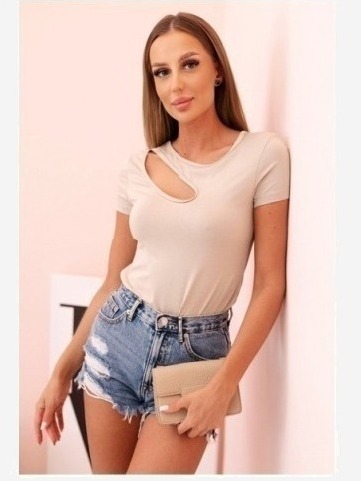 Dámske bavlnené body s V výstrihom a nariasením fango