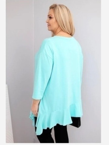 Dámska blúzka Plus Size s bavlnou, volánom a podhnutým rukávom mätová