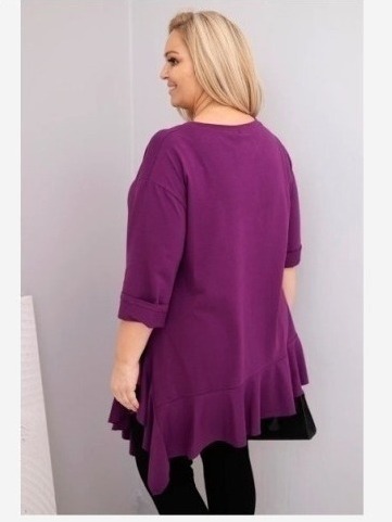 Dámska blúzka Plus Size s bavlnou, volánom a podhnutým rukávom tmavozelená