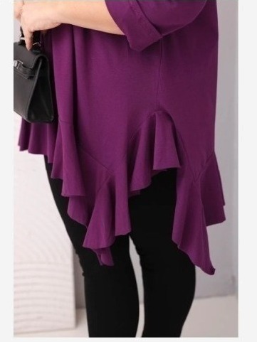 Dámska blúzka Plus Size s bavlnou, volánom a podhnutým rukávom tmavozelená