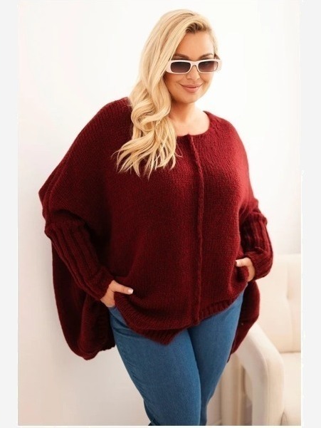Dámsky sveter Plus Size z akrylom s voľným strihom a rukávom 3/4 fango