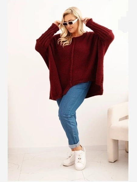 Dámsky sveter Plus Size z akrylom s voľným strihom a rukávom 3/4 fango