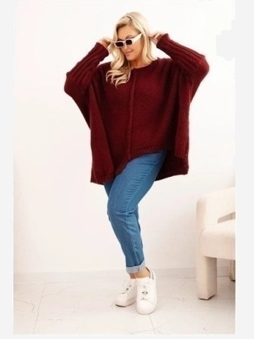 Dámsky sveter Plus Size z akrylom s voľným strihom a rukávom 3/4 fango