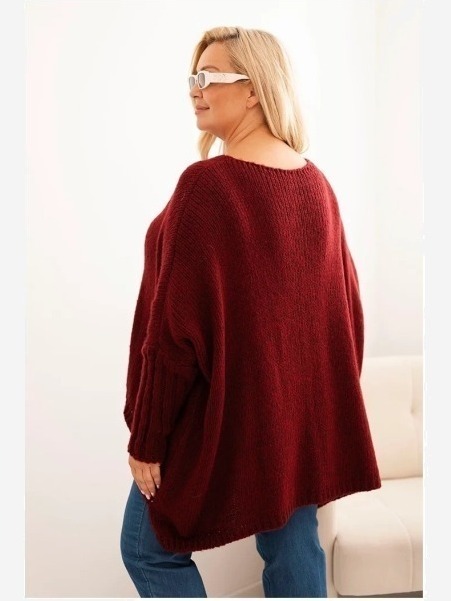 Dámsky sveter Plus Size z akrylom s voľným strihom a rukávom 3/4 fango