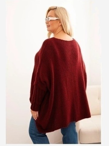 Dámsky sveter Plus Size z akrylom s voľným strihom a rukávom 3/4 fango
