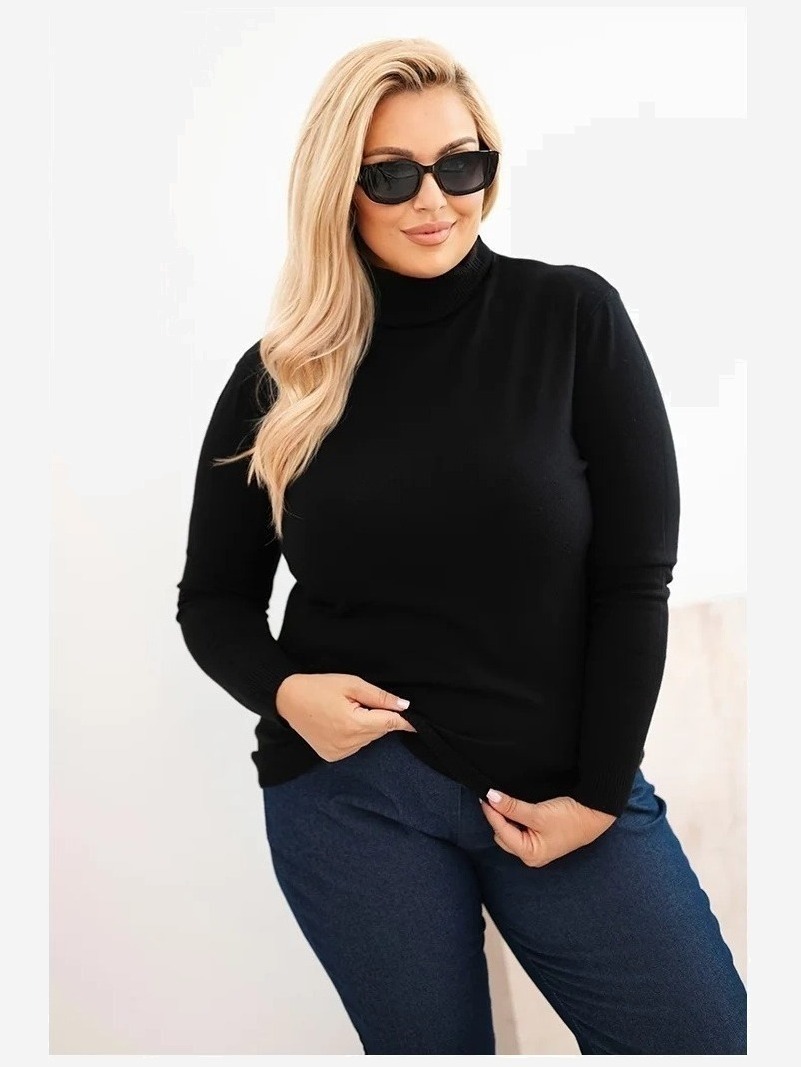 Dámsky viskózový sveter Plus Size s klasickým strihom čierny