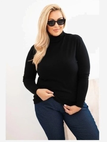 Dámsky viskózový sveter Plus Size s klasickým strihom čierny