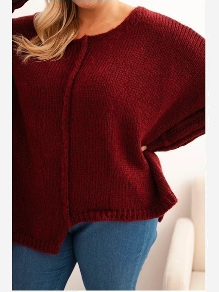 Dámsky sveter Plus Size z akrylom s voľným strihom a rukávom 3/4 fango